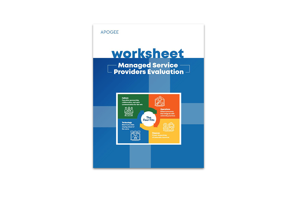cover of 'worksheet: managed service providers evaluation' document