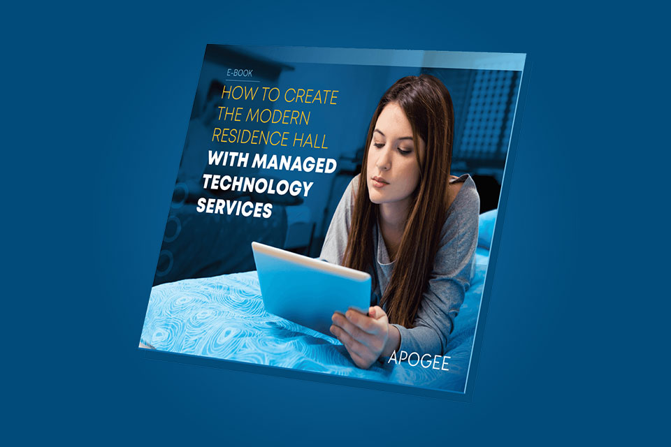 cover of 'how to create the modern residence hall with managed technology services' e-book