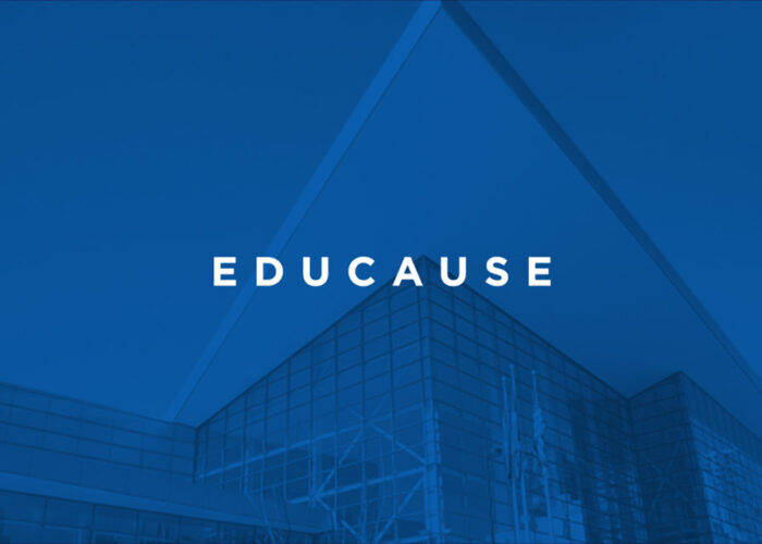 EDUCAUSE logo with blue overlay of Denver Convention Center