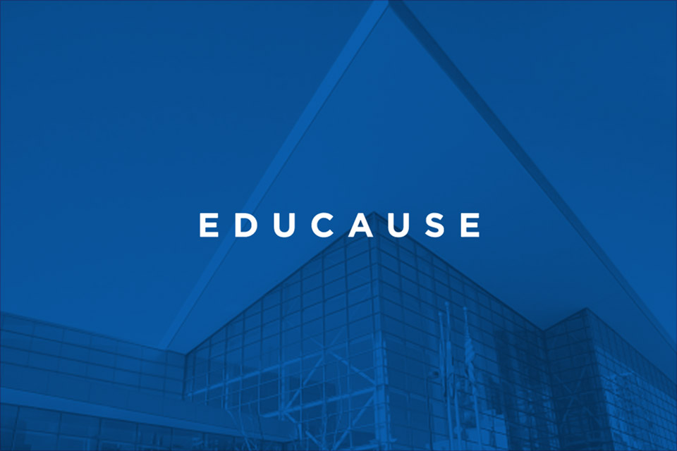 EDUCAUSE logo with blue overlay of Denver Convention Center