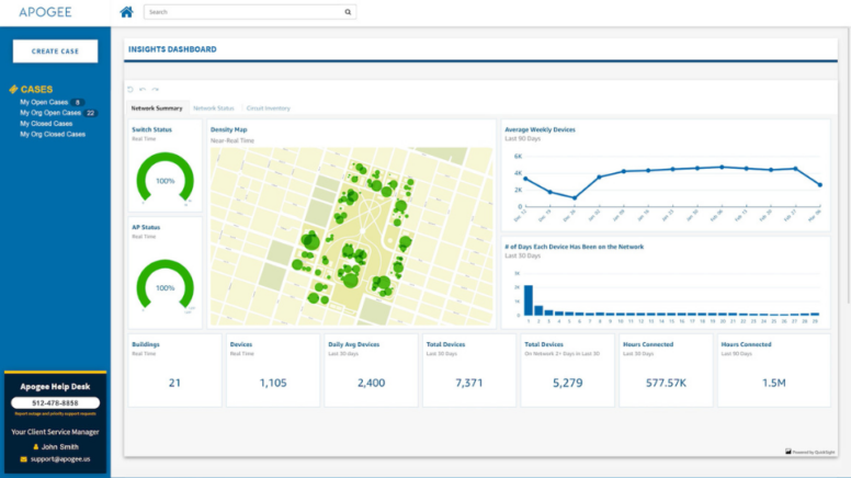Screenshot from new Apogee Managed Campus Portal