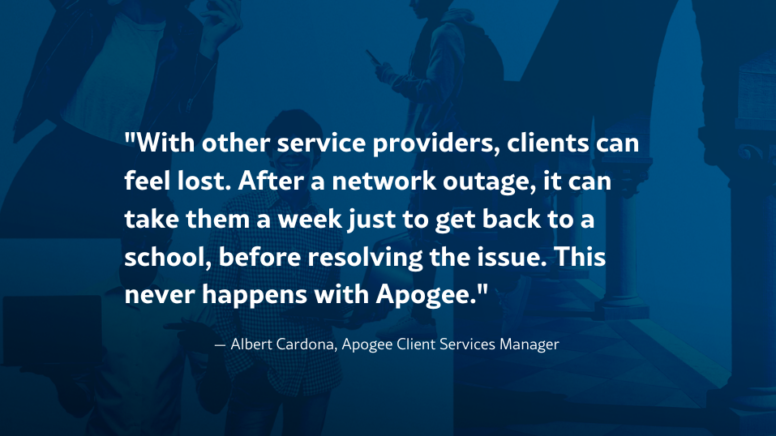 Quote from Albert Cardona Apogee Client Services Manager